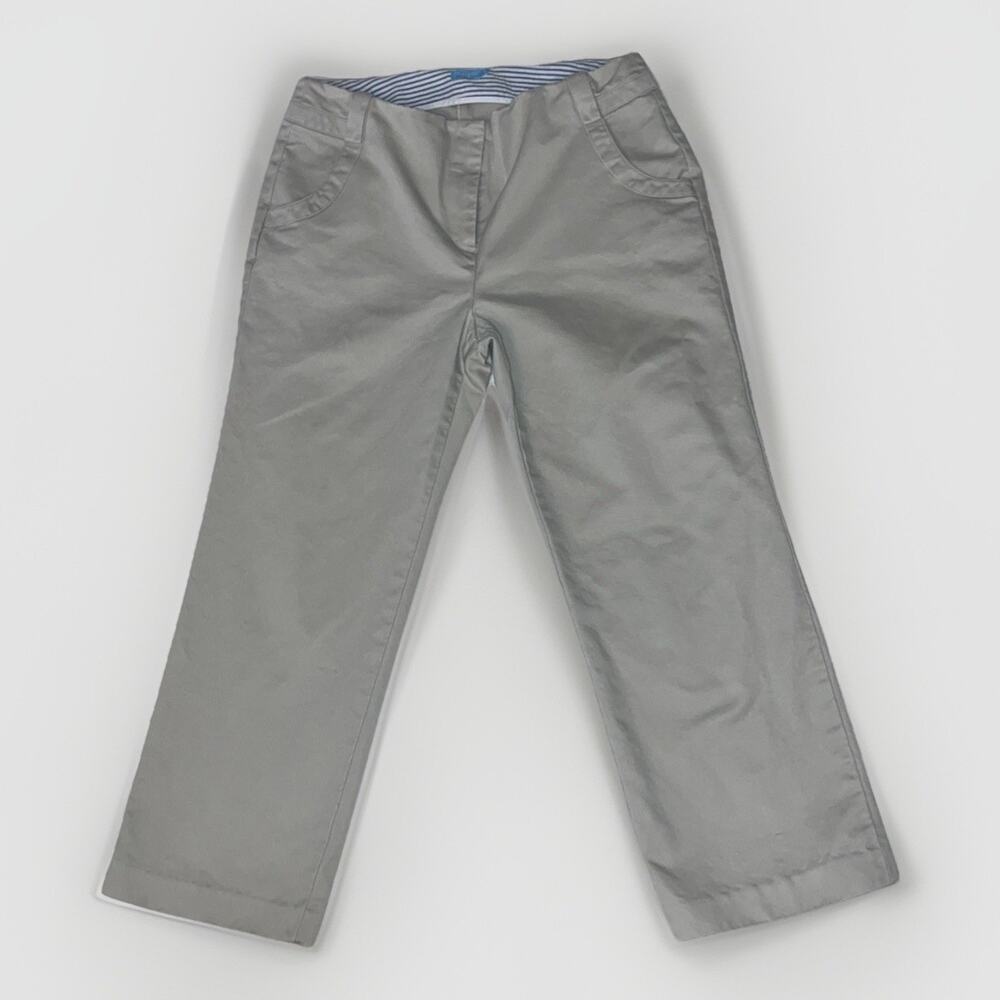 J. McLaughlin SIZE 8 Khaki Cropped/Capri Pants Slacks 100% Cotton Pockets Casual